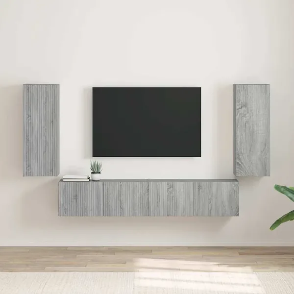 Meuble TV mural Montage mural 2 pcs Gris Sonoma 30 x 31 x 80 cm