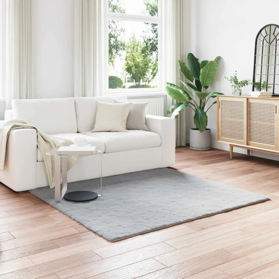Tapis antidérapant en fausse de lapin OLITE Gris 120 x 120 cm