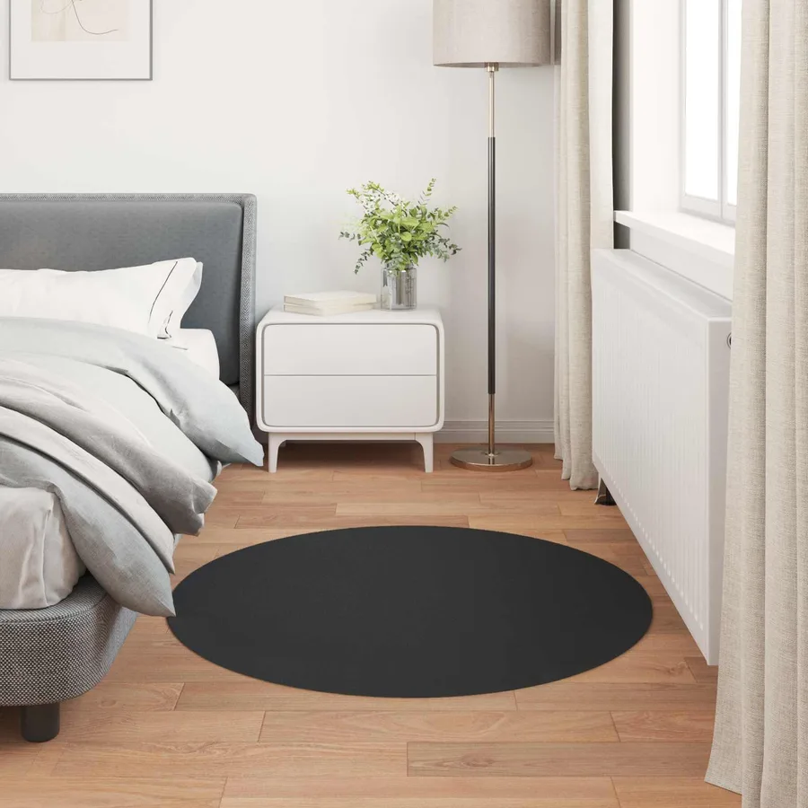 Tapis antidérapant en fausse de lapin OLITE Noir Ø 120 cm - 4