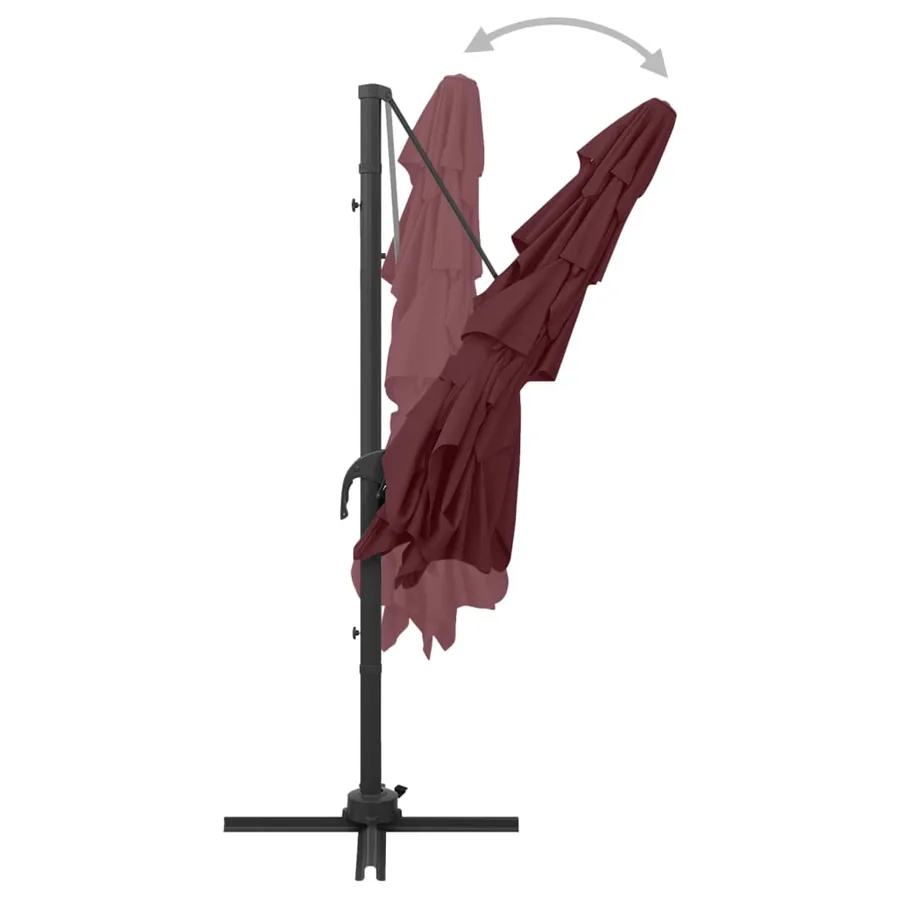 Parasol de jardin à 4 niveaux mât en aluminium rouge bordeaux - 6