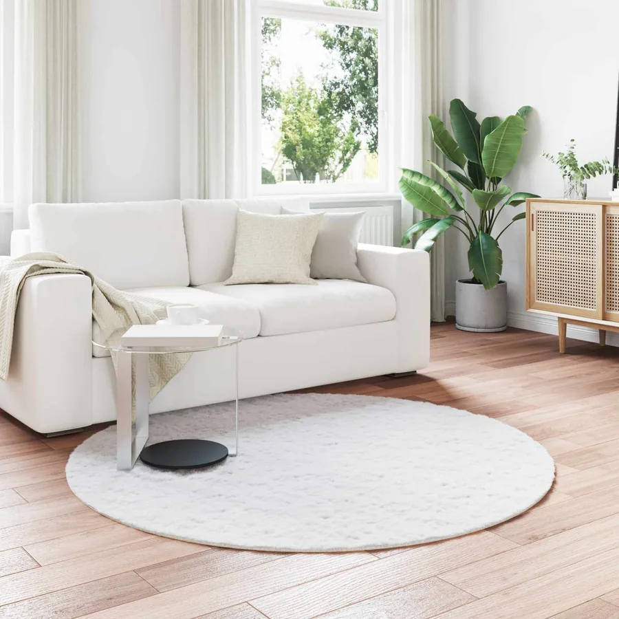 Tapis antidérapant en fausse de lapin OLITE Blanc Ø 160 cm