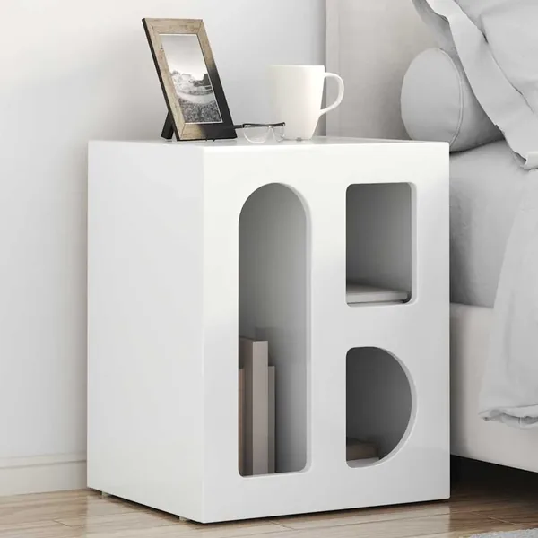 Table de chevet ELST Blanc brillant 40 x 35 x 50 cm