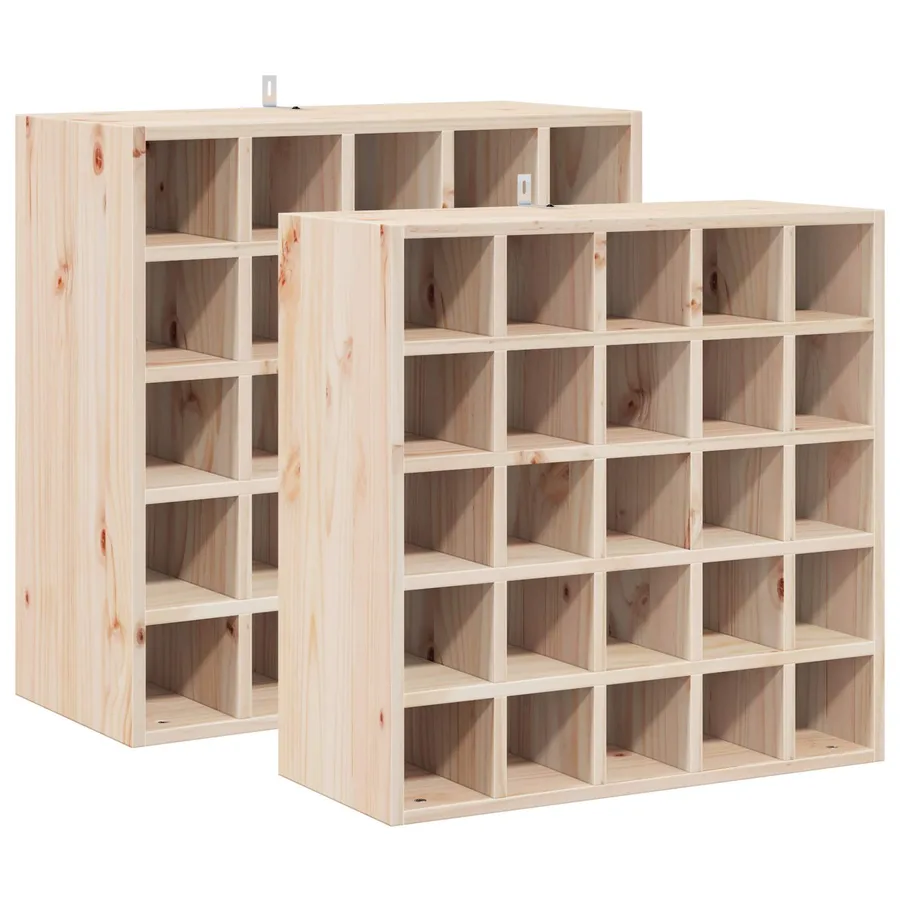 Étagère à vin 2 pcs Naturel 56 x 25 x 56 cm Pin massif - 2