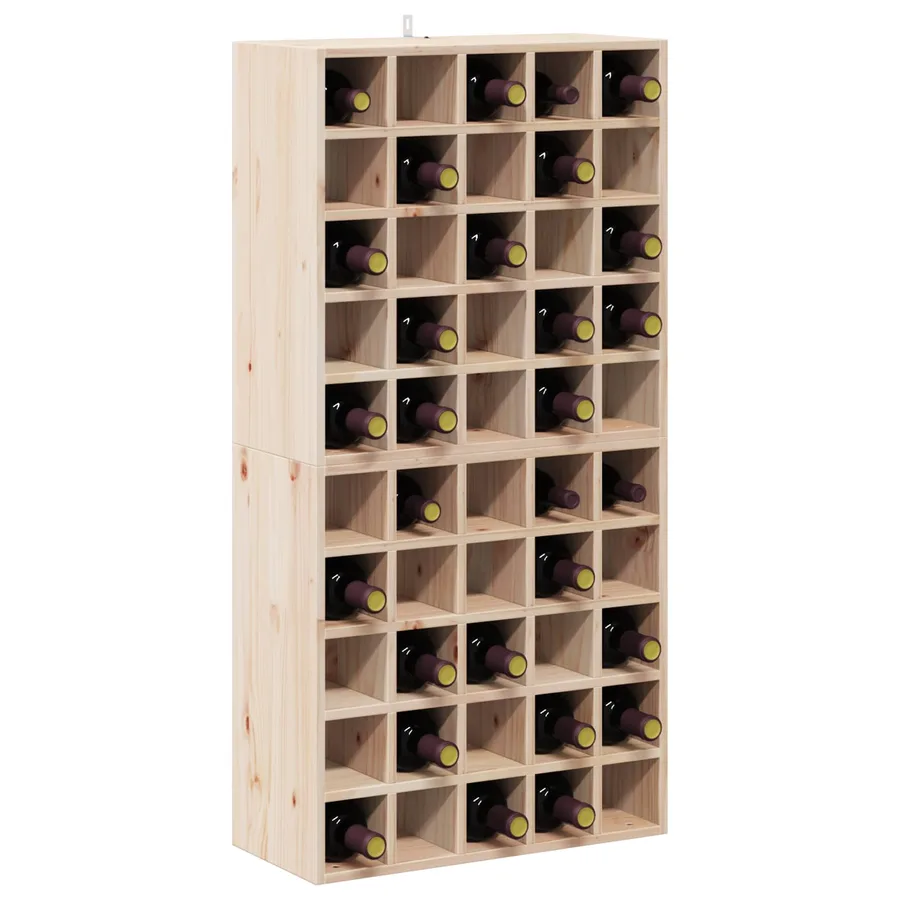 Étagère à vin 2 pcs Naturel 56 x 25 x 56 cm Pin massif - 3