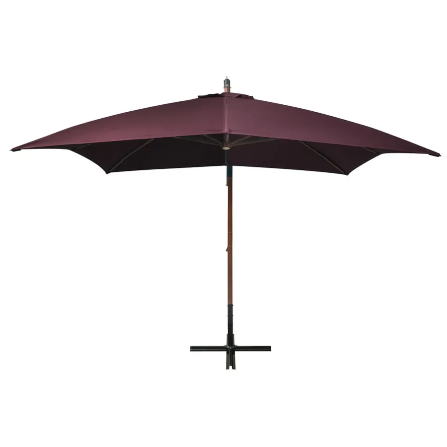 Parasol de jardin suspendu et mât rouge bordeaux bois de sapin - 2