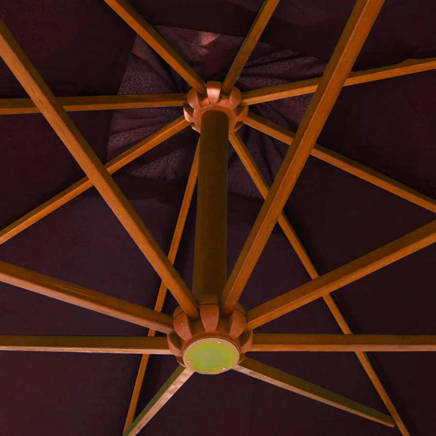 Parasol de jardin suspendu et mât rouge bordeaux bois de sapin - 4