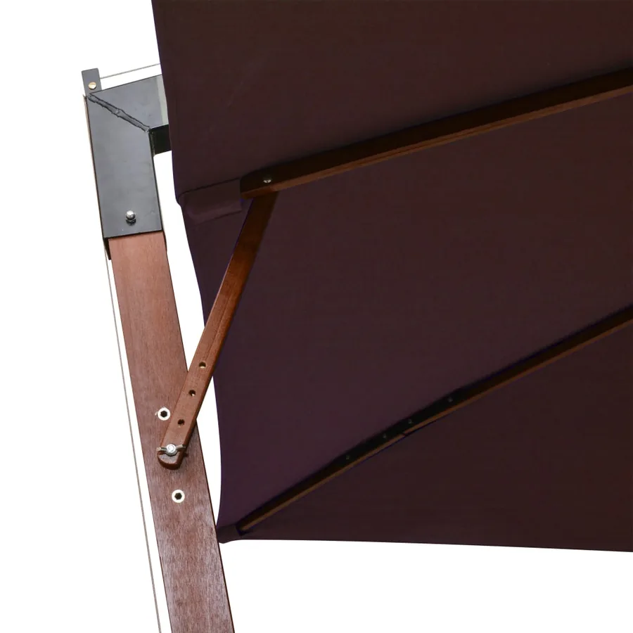 Parasol de jardin suspendu et mât rouge bordeaux bois de sapin - 5