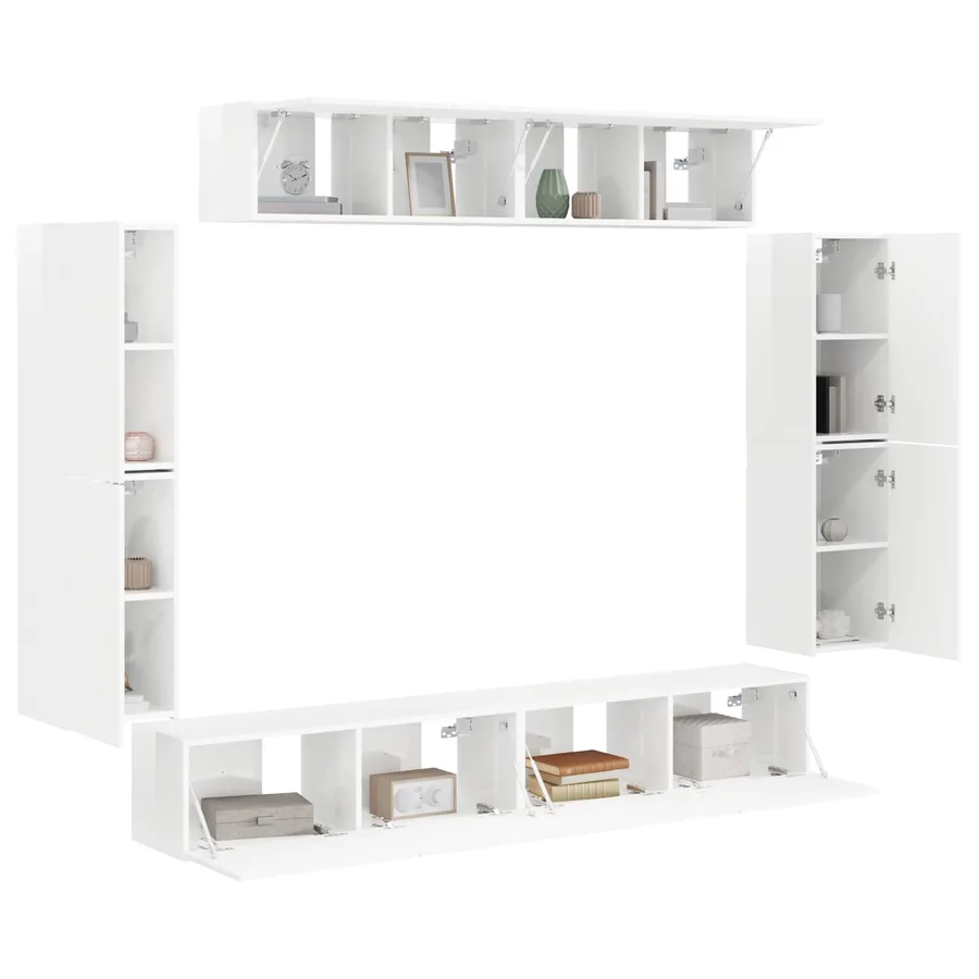 Meuble TV 8 pcs Blanc brillant - 3