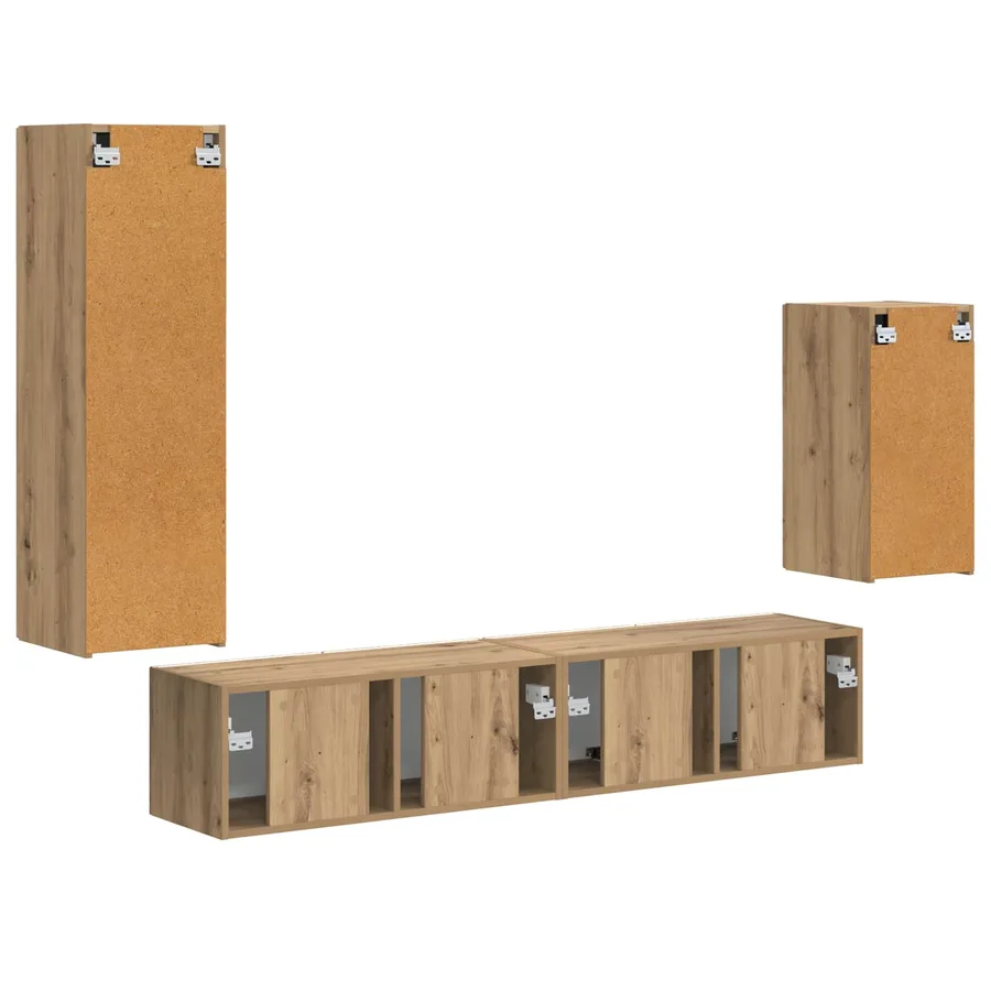 Ensemble meuble TV 4 pcs Chêne artisanal Bois d'ingénierie - 9
