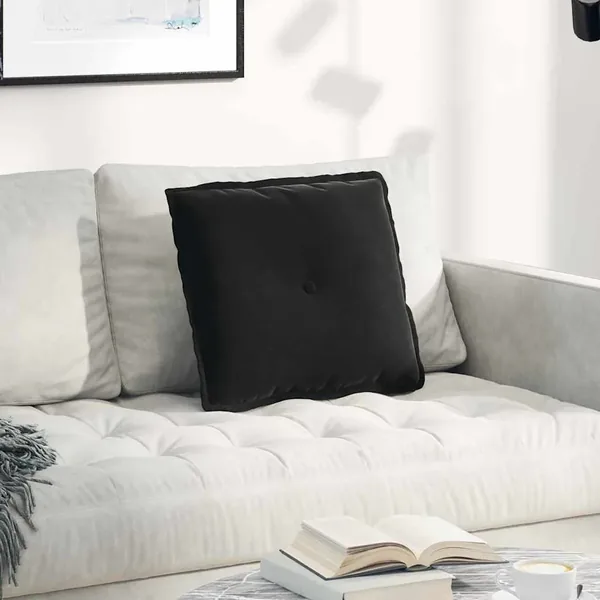 Coussin de Dos Noir 50 x 45 cm Tissu en velours côtelé
