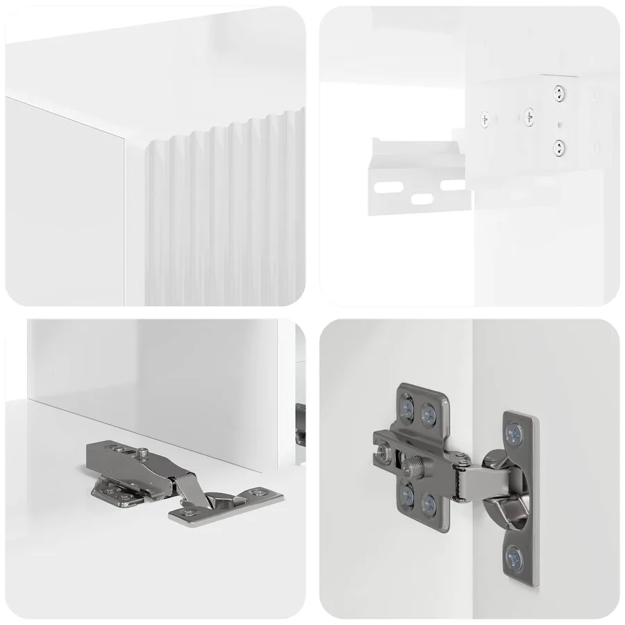 Ensemble meuble TV 4 pcs Blanc brillant Bois d'ingénierie - 11