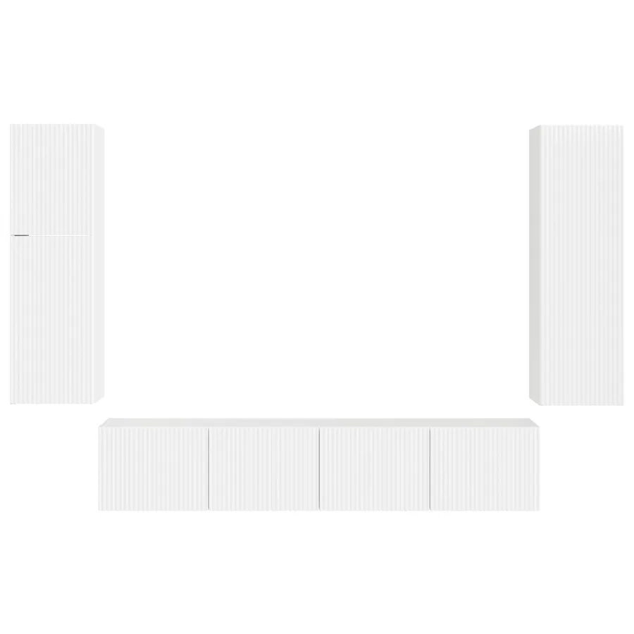 Ensemble meuble TV 4 pcs Blanc brillant Bois d'ingénierie - 9