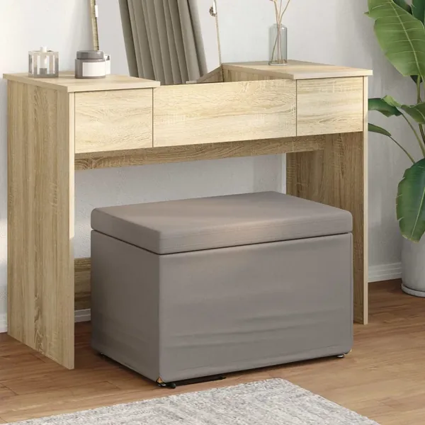 Tabouret Taupe 61 x 41 x 40 cm Tissu et bois stratifié