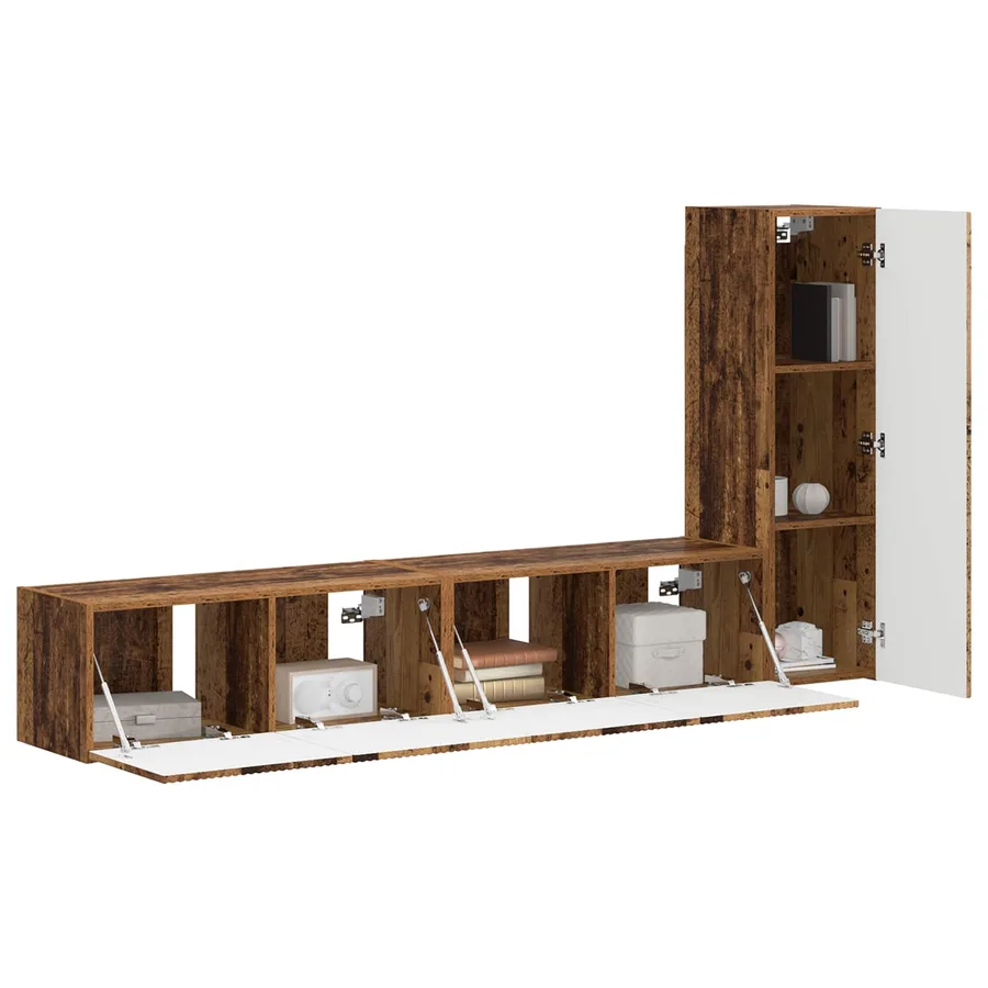 Ensemble meuble TV 3 pcs Bois ancien Bois d'ingénierie - 3
