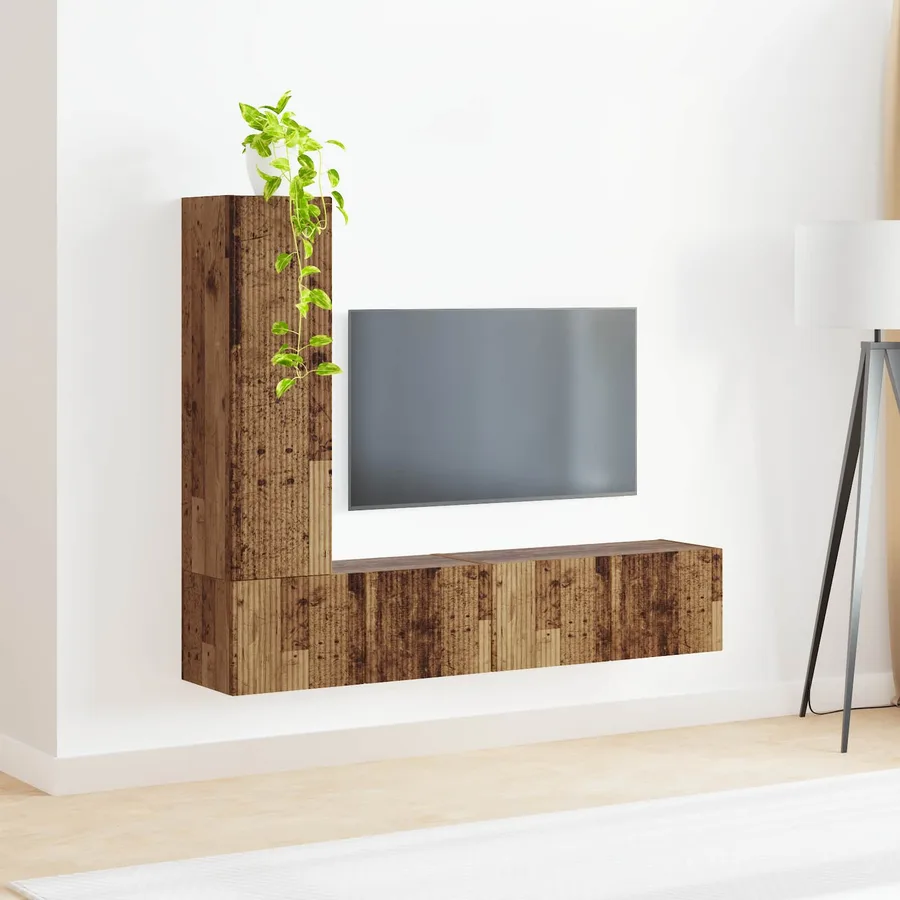 Ensemble meuble TV 3 pcs Bois ancien Bois d'ingénierie - 4