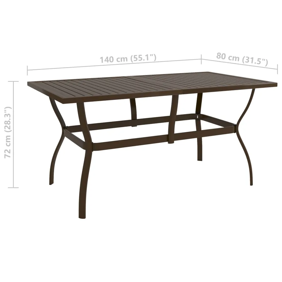 Table de jardin Marron 140x80x72 cm Acier - 6