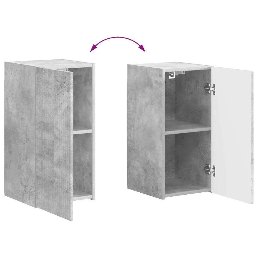 Ensemble meuble TV 4 pcs Gris béton Bois d'ingénierie - 13