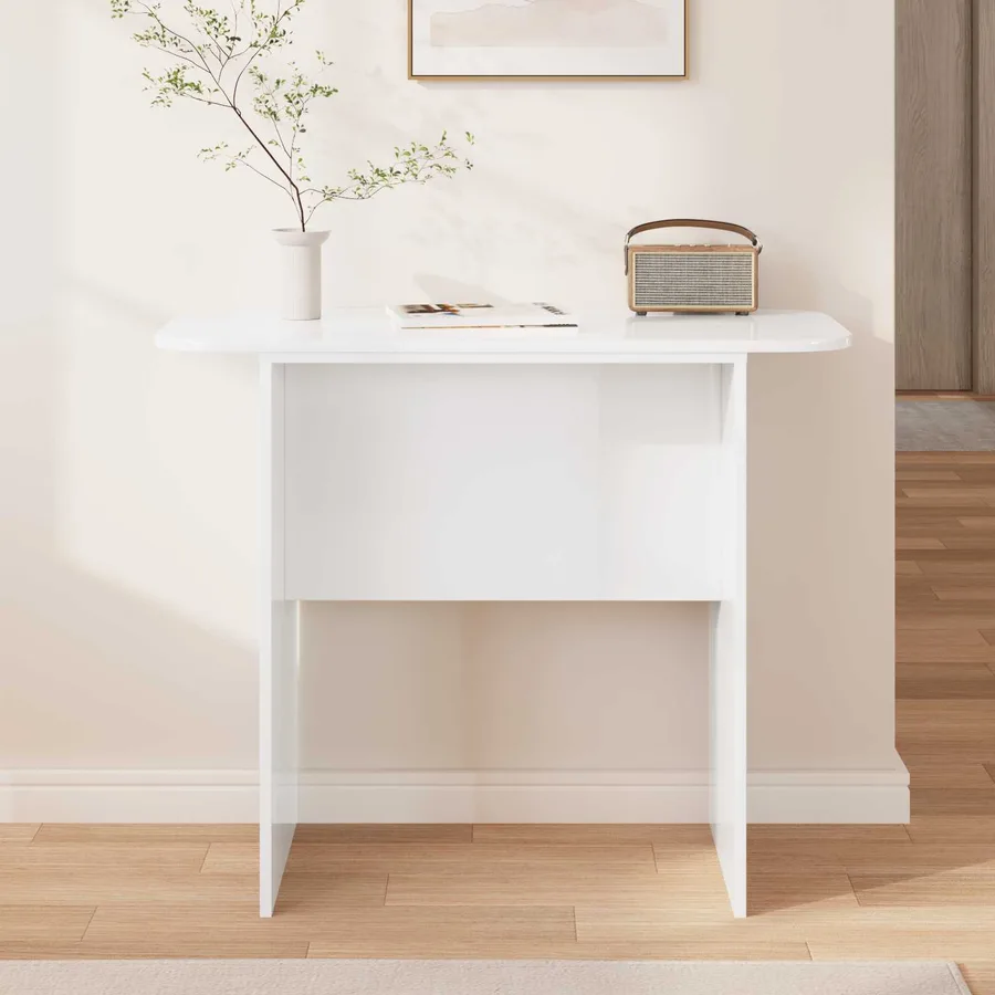 Table console Blanc brillant 93 x 40 x 75 cm Bois d'ingénierie - 4