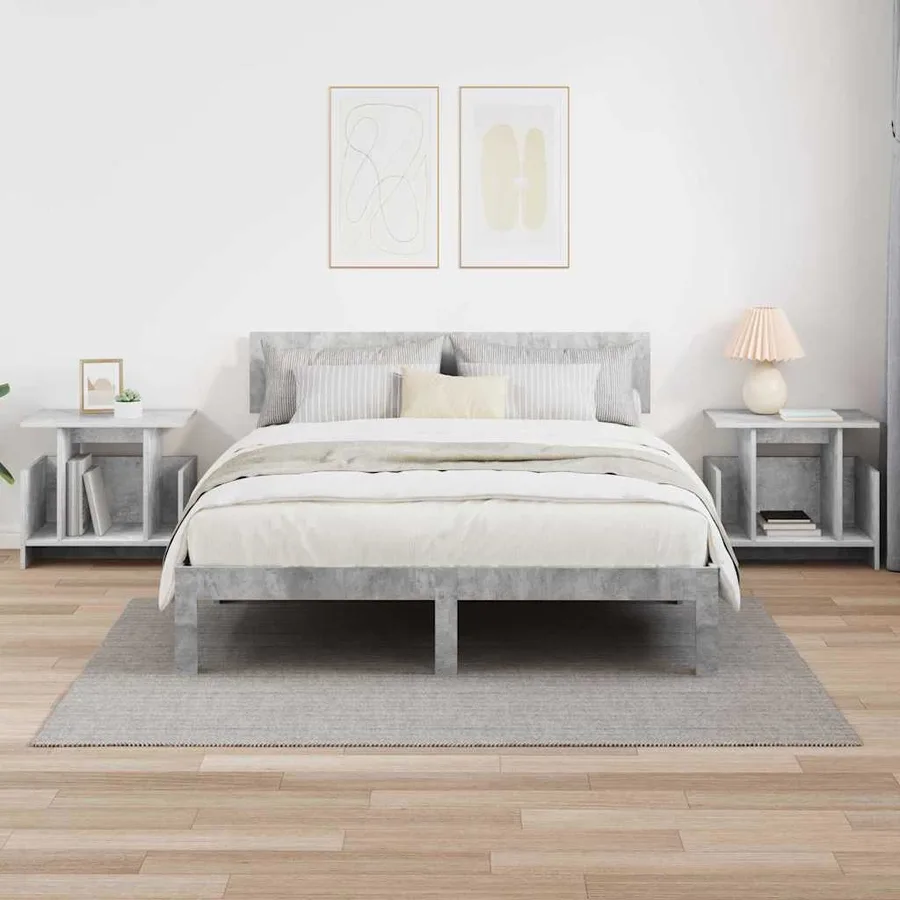 Meuble TV 2 pcs Gris béton 50 x 35 x 45 cm Bois d'ingénierie - 4