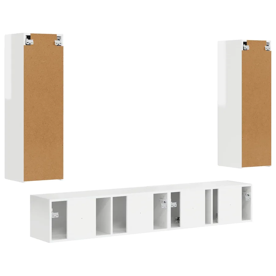 Ensemble meuble TV 3 pcs Blanc brillant Bois d'ingénierie - 9