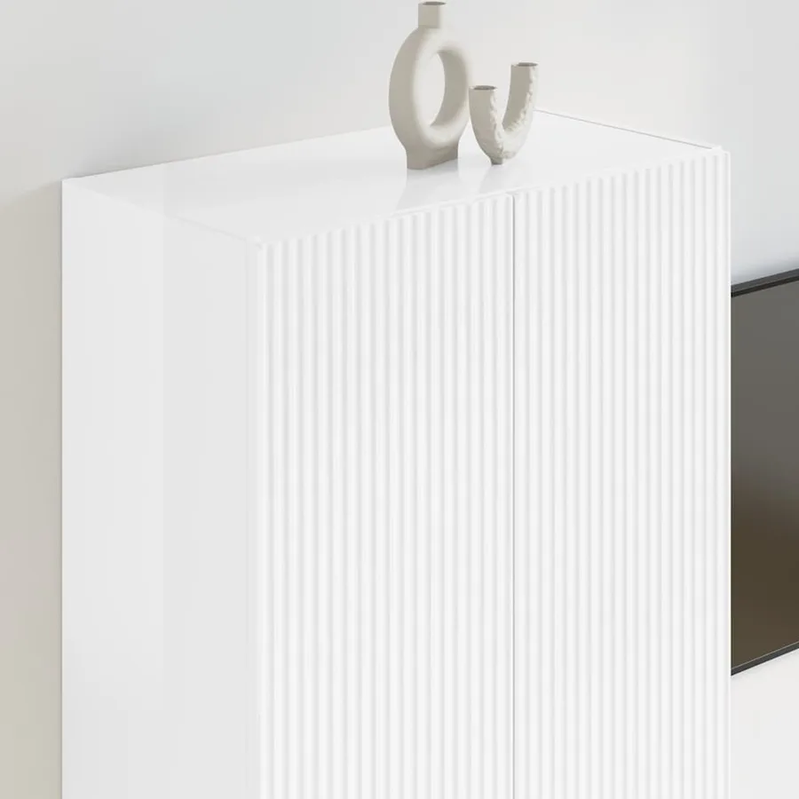 Meuble TV mural Montage mural Blanc brillant 59,5 x 31 x 80 cm - 4