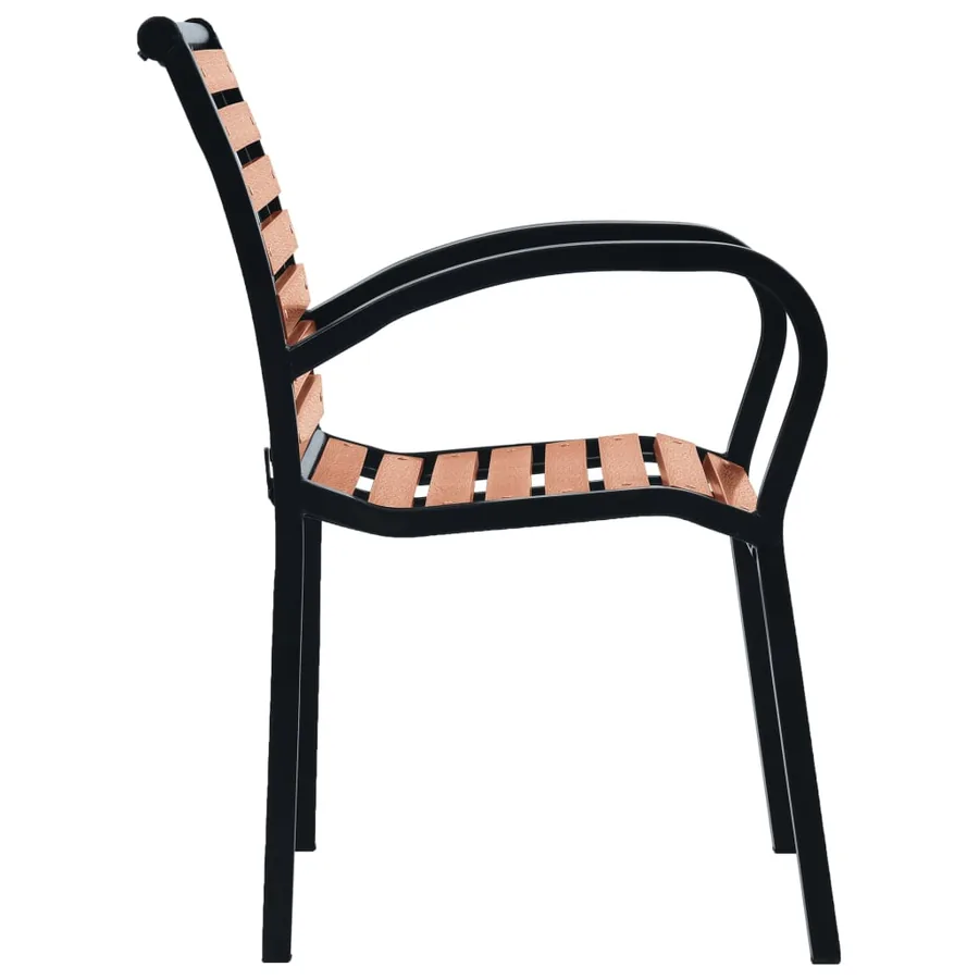 Chaises de jardin lot de 2 Acier et WPC Noir et marron - 4