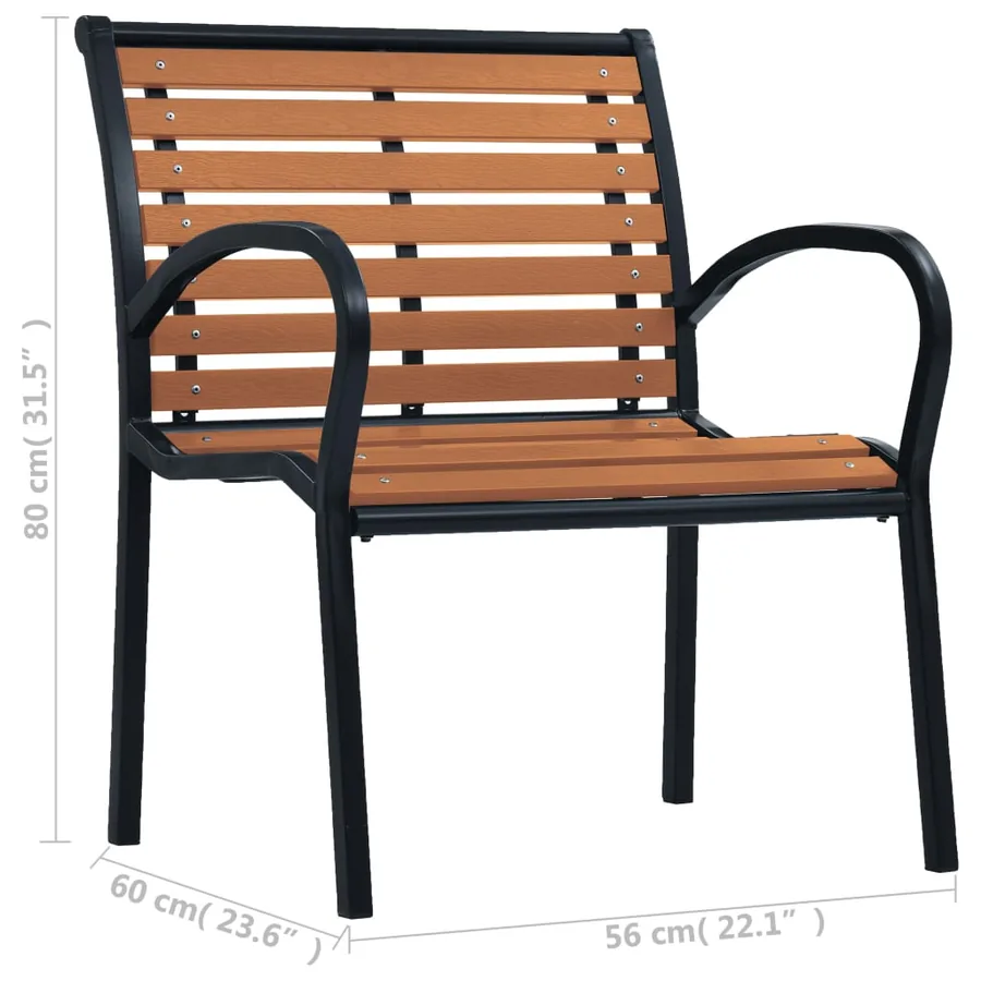 Chaises de jardin lot de 2 Acier et WPC Noir et marron - 7