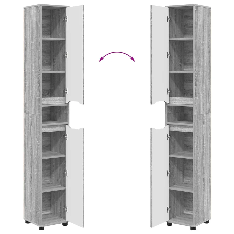Cabinet de salle de bain Gris Sonoma 30,5 x 30 x 195 cm - 11