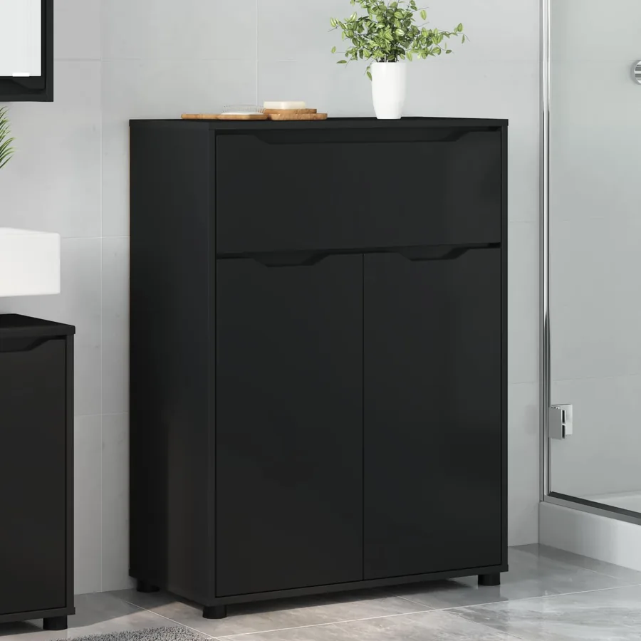 Cabinet de salle de bain avec tiroir Noir 72,5 x 36,5 x 100 cm