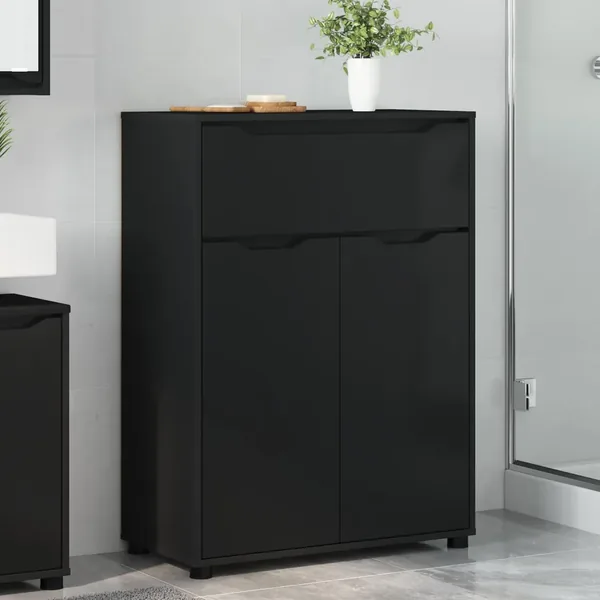 Cabinet de salle de bain avec tiroir Noir 72,5 x 36,5 x 100 cm