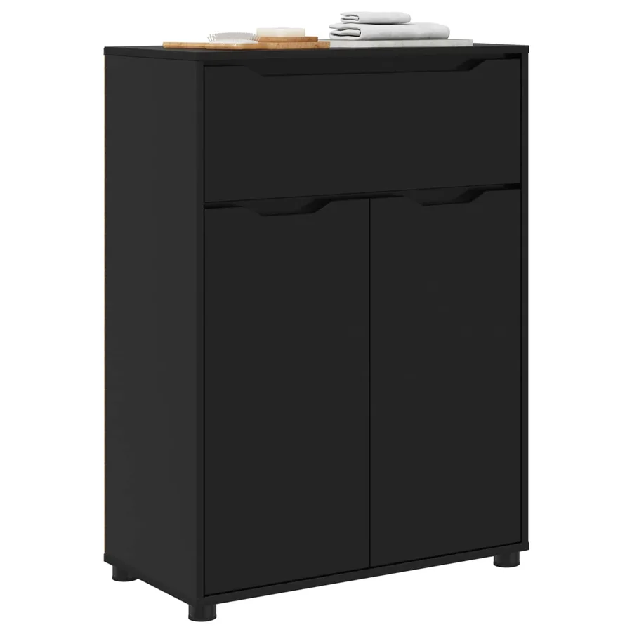 Cabinet de salle de bain avec tiroir Noir 72,5 x 36,5 x 100 cm - 3
