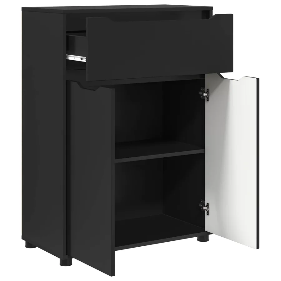Cabinet de salle de bain avec tiroir Noir 72,5 x 36,5 x 100 cm - 5