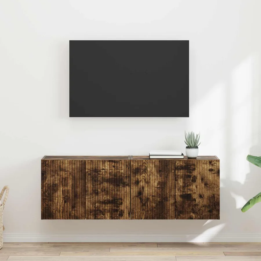 Meuble TV mural 2 pcs Chêne fumé 59,5 x 31 x 40 cm