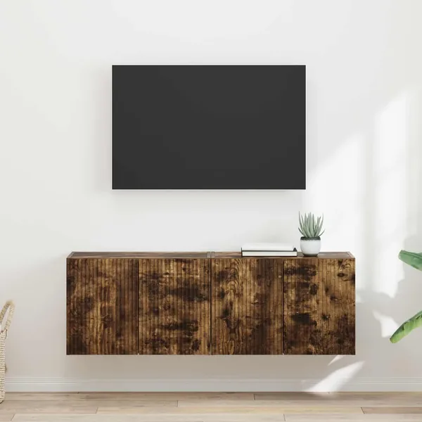 Meuble TV mural 2 pcs Chêne fumé 59,5 x 31 x 40 cm