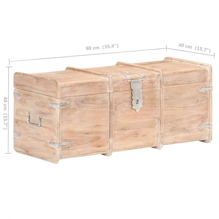 Coffre de rangement 90x40x40 cm bois d'acacia solide - 8