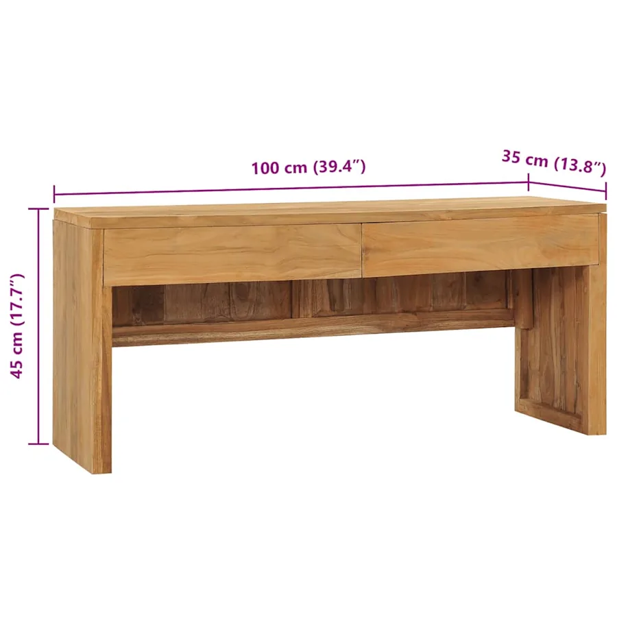 Meuble TV 100x35x45 cm Bois de teck massif - 8