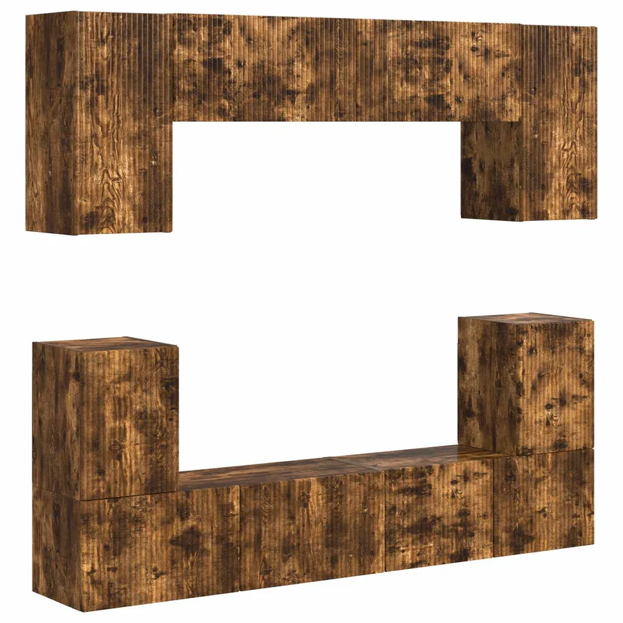 Ensemble meuble TV 5 pcs Chêne fumé Bois d'ingénierie - 2