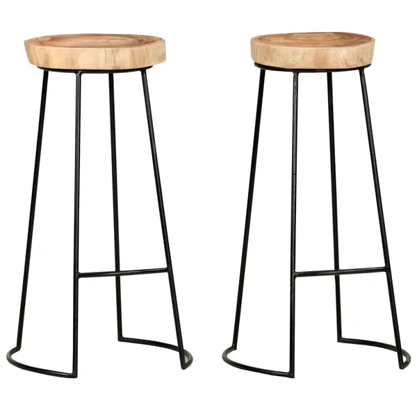 Tabourets de bar lot de 2 bois d'acacia massif