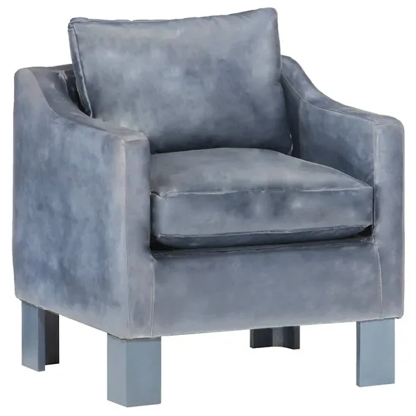 Chaise cabriolet Gris cuir véritable