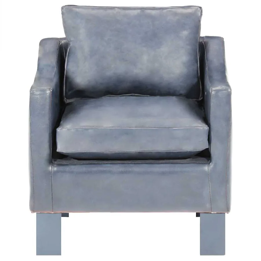 Chaise cabriolet Gris cuir véritable - 2