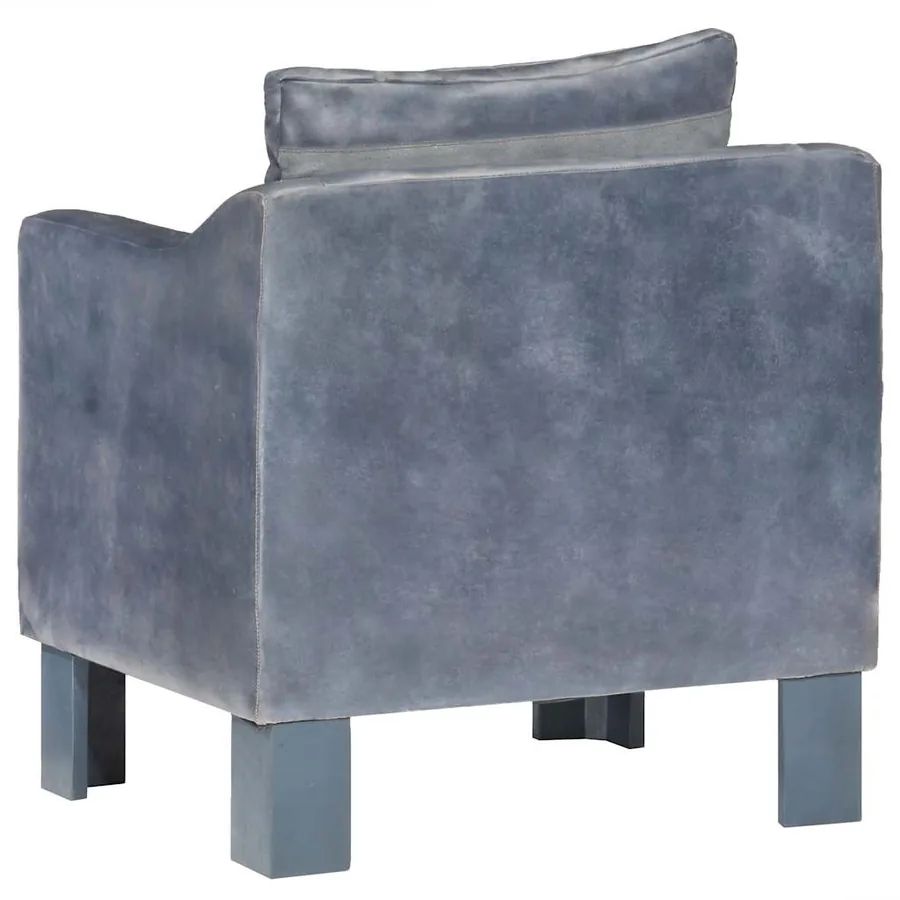 Chaise cabriolet Gris cuir véritable - 4