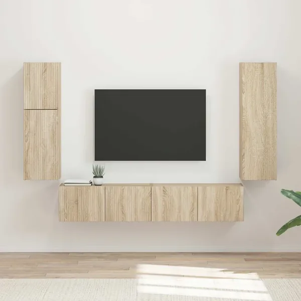 Ensemble meuble TV 4 pcs Chêne Sonoma Bois d'ingénierie