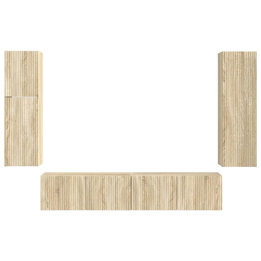 Ensemble meuble TV 4 pcs Chêne Sonoma Bois d'ingénierie - 9