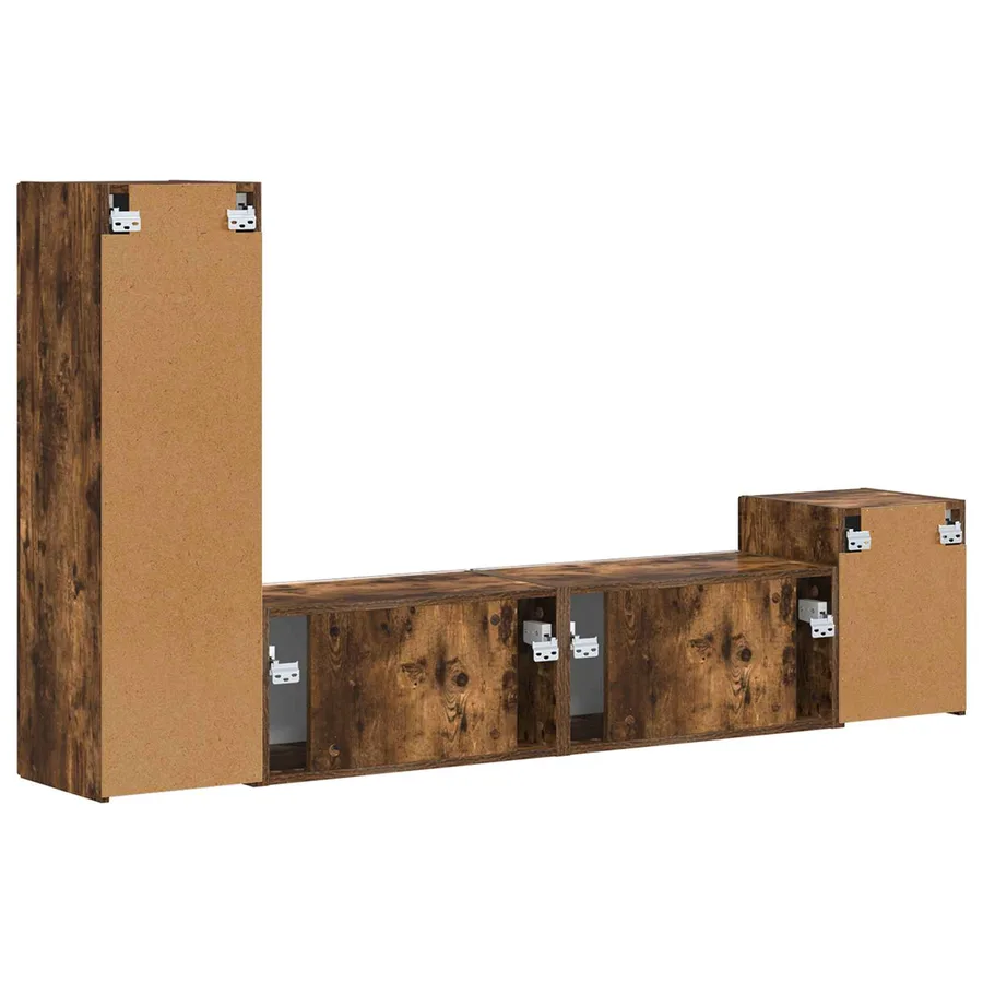 Ensemble meuble TV 4 pcs Chêne fumé Bois d'ingénierie - 9