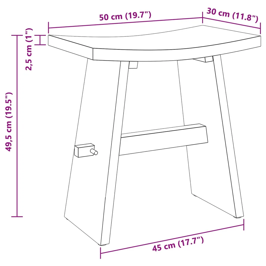 Tabouret de salle de bain Marron 50 x 29,5 x 50,5 cm - 9