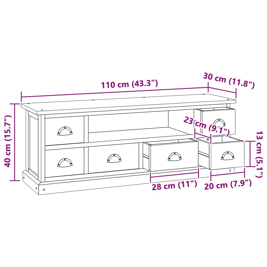 Meuble TV Naturel 110 x 30 x 40 cm Bois de teck massif - 10