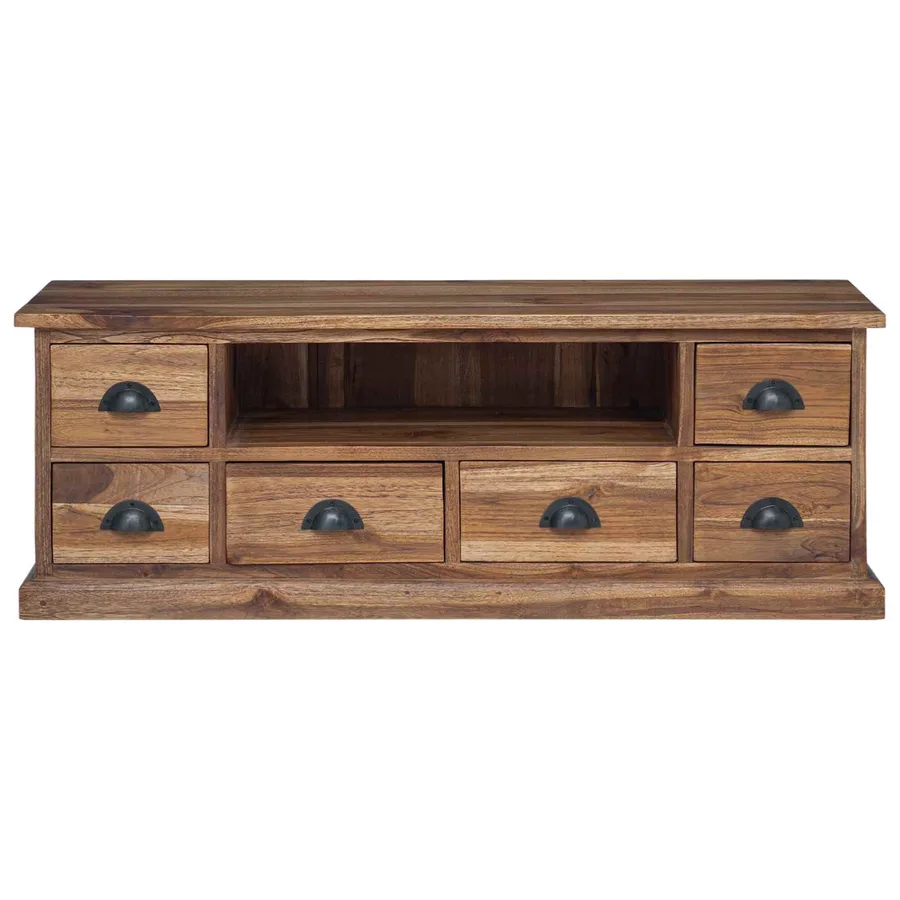 Meuble TV Naturel 110 x 30 x 40 cm Bois de teck massif - 6