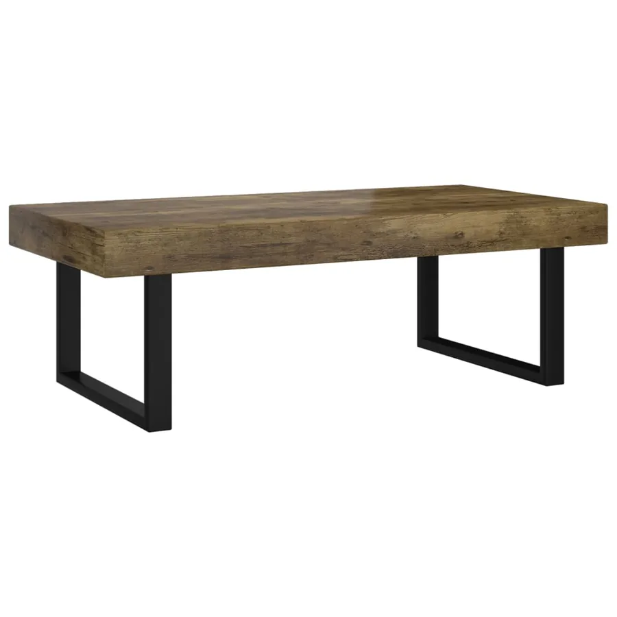 Table basse Marron foncé et noir 120x60x40 cm MDF et fer - 2