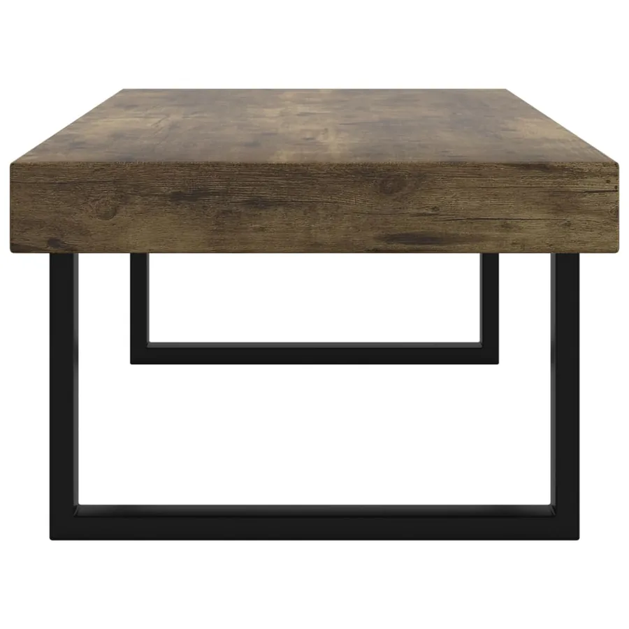 Table basse Marron foncé et noir 120x60x40 cm MDF et fer - 4