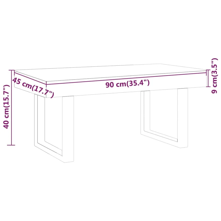 Table basse Gris et noir 90x45x40 cm MDF et fer - 6